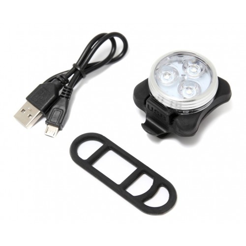 Фонарь LED передний круглый велосипедный (белый, 4 режима)  ...Forsage HYD-018