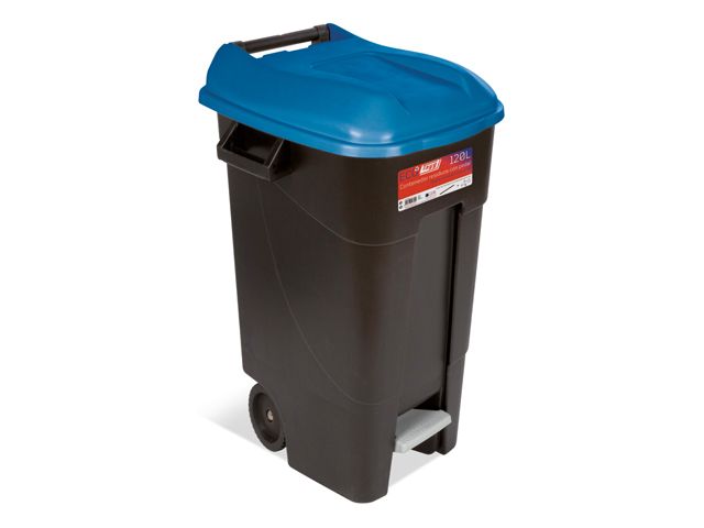 Контейнер для мусора пластик. 120л с педалью (синяя крышка)  ...TAYG 423024