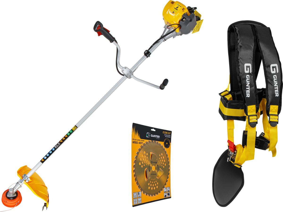 Мотокоса GUNTER MSG-435 (4 такт, 0.95 кВт, 35.8 см3, легкий запуск, диск 255х25.4 мм, 40 зуб., ремень двухлямочный, вес 8 кг) GUNTER GU2411-2