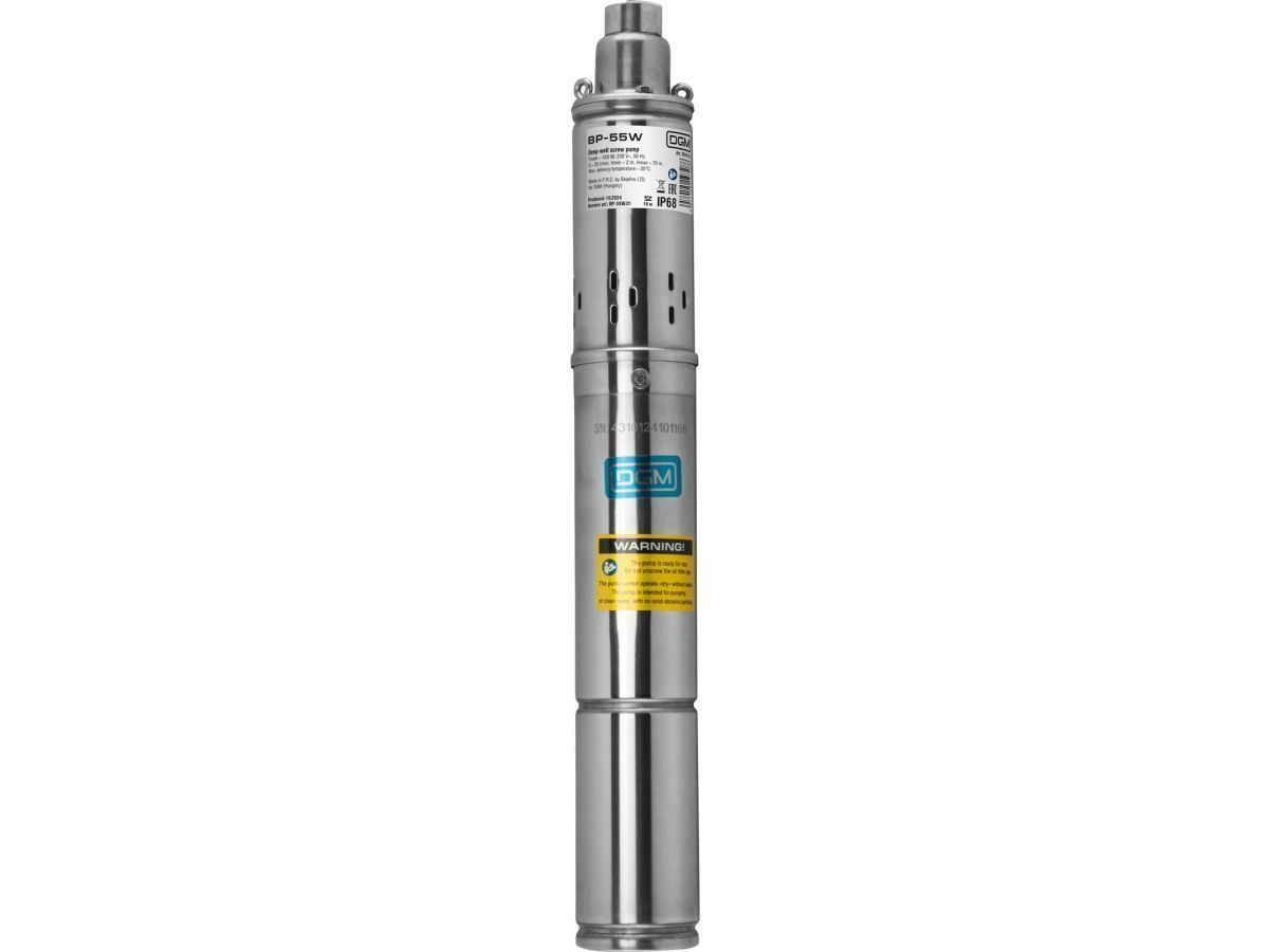 Насос скважинный винтовой BP-55W (550 Вт, 25 л/мин (1,5 м3/ч), 70 м выс. напора, винтовой, диам. корп. 3"/ 7,62 см) DGM DG4310-2