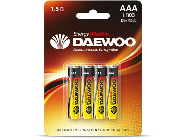 Батарейка AAA LR03 1.5V alkaline BL-4шт  DAEWOO 1030399