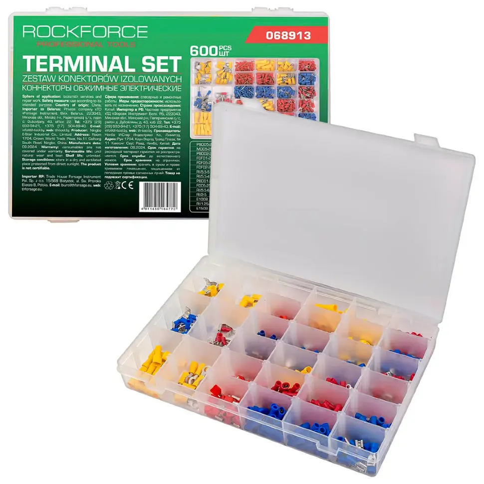 Клеммы контактные автомобильные, набор 600пр. RockFORCE RF-068913 Клеммы контактные автомобильные, набор 600пр. RockFORCE RF-068913