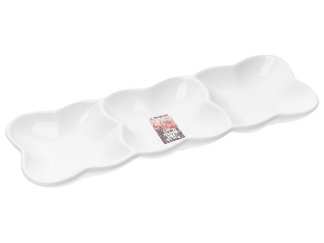 Блюдо 3-х секционное керамическое, 29.5х10х2.5 см, серия ASIAN, белое PERFECTO LINEA 17-102950