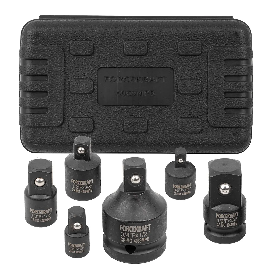 Набор адаптеров ударных, 6пр.x3/8",3/8"x1/4",3/8"x1/2",1/2"x3/8",...FORCEKRAFT FK-4069MPB