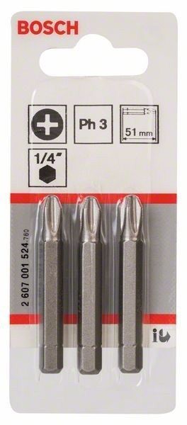 Бита Extra Hart PH3 89 мм (3 шт)  BOSCH 2.607.001.537