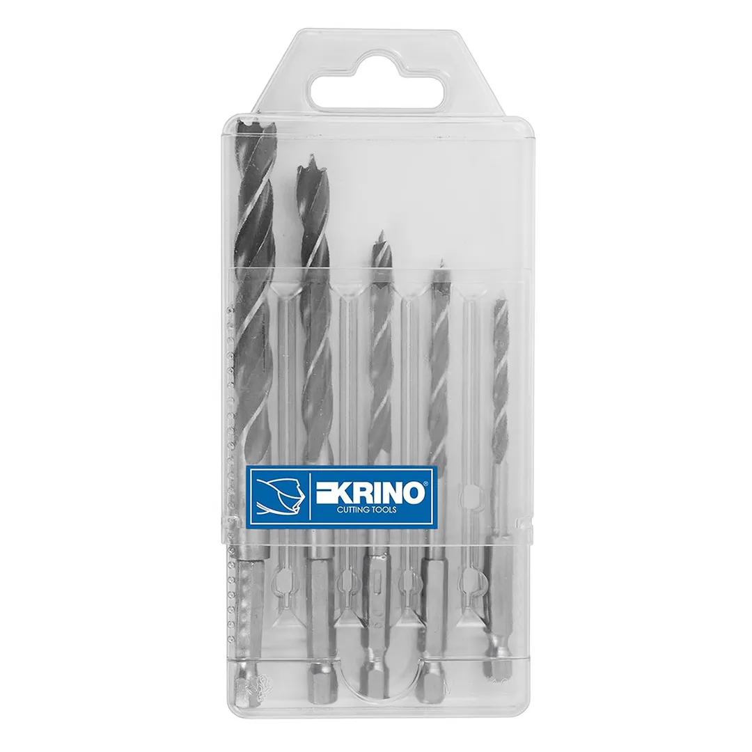 Сверла по дереву 4-5-6-8-10mm 1/4" набор 5пр.  Krino 5010700