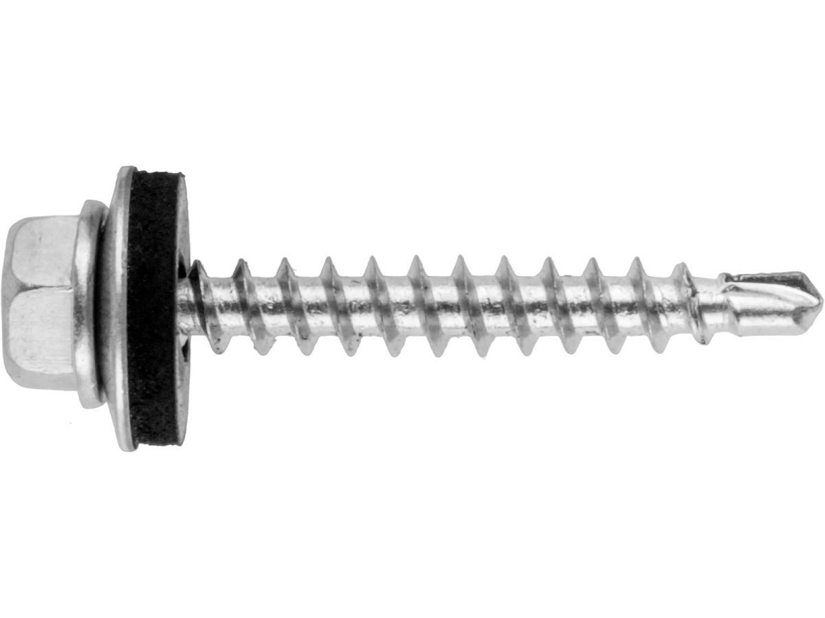 Саморез кровельный 4.8х70 мм цинк, шайба с прокл., PT1, RAL 9005 (2500 шт в коробе) (по дереву, цвет глубокий черный) STARFIX SM-35437-2500