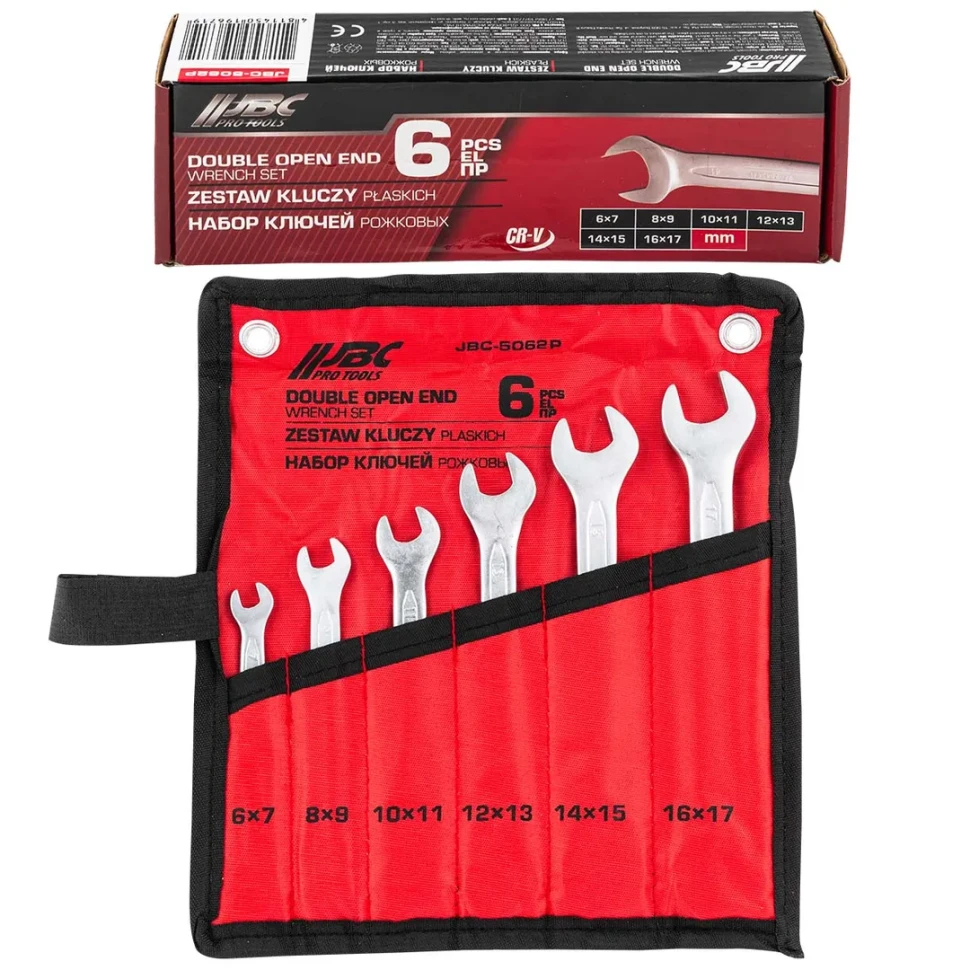 Ключи рожковые, набор 6пр. (6х7, 8х9, 10х11, 12х13, 14х15, 16х17мм)  JBC JBC-5062P