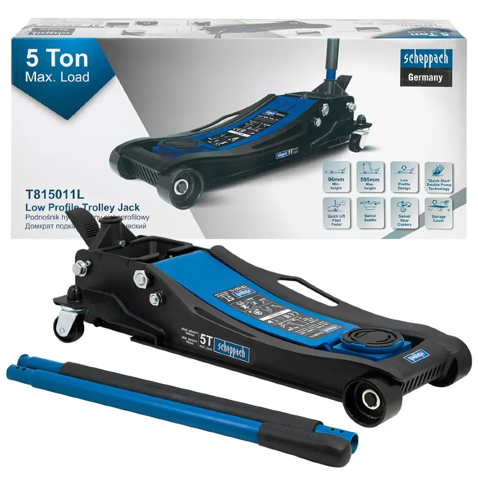 Домкрат подкатной гидравлический 5т (h min 96мм, h max 595мм),вес 49,50 Scheppach Sch-T815011L