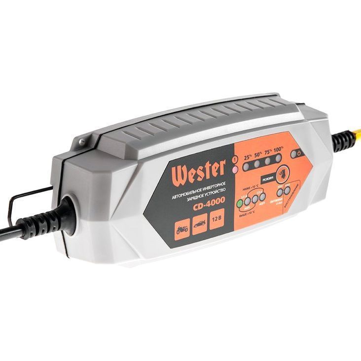 Зарядное устройство WESTER CD-4000 для АКБ 12В, макс 3,5А, АКБ до 120Ач...Wester 356924