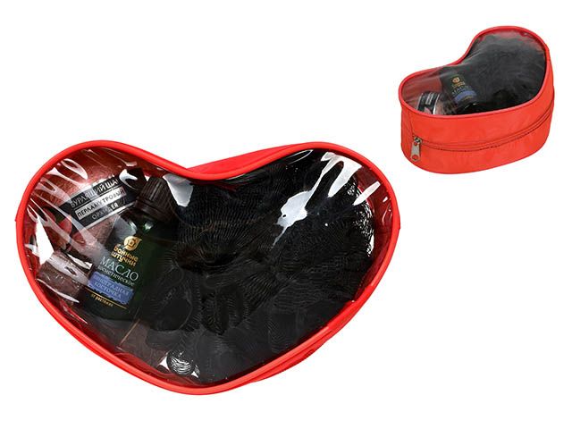 Подарочный набор "Горячее сердце", 4 предмета (мыло, бурлящий шар, мочалка, масло)  ...БАННЫЕ ШТУЧКИ 33525