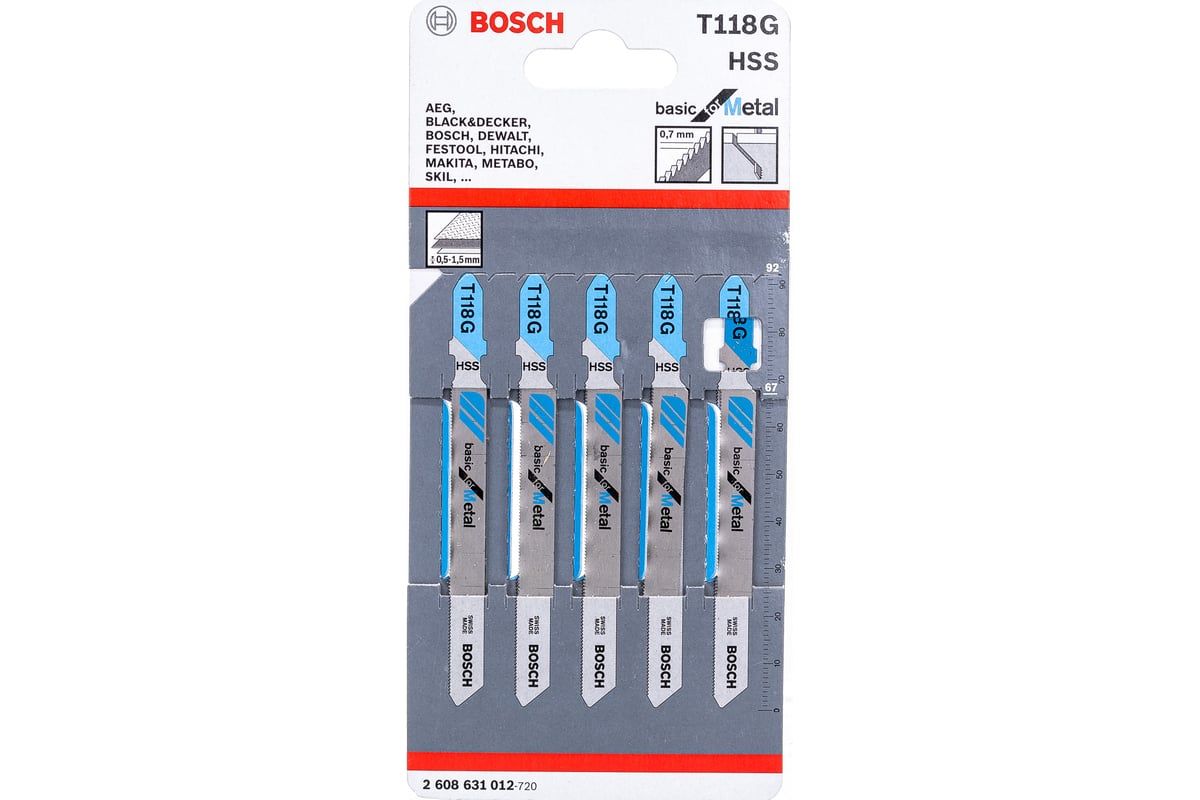 Пилка для лобзика T 118 G Basik for Metal (5 шт) BOSCH 2.608.631.012