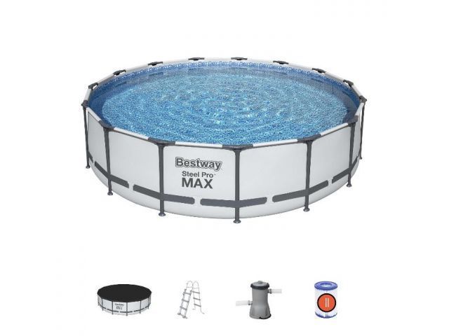 Каркасный бассейн Steel Pro МАХ, круглый,  457х107 см + фильтр-насос, лестн., тент  ...BESTWAY 56488