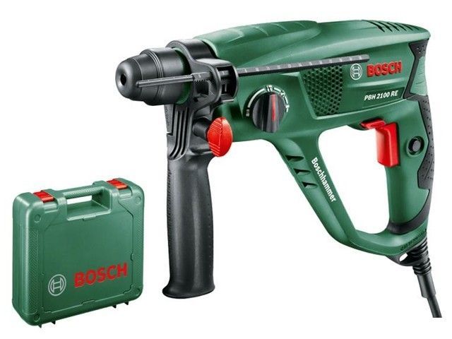 Перфоратор PBH 2100 RE, 550Вт, 1.7Дж, 2300об/мин, патрон SDS-plus, вес 2.2кг, чемодан BOSCH 06033A9320
