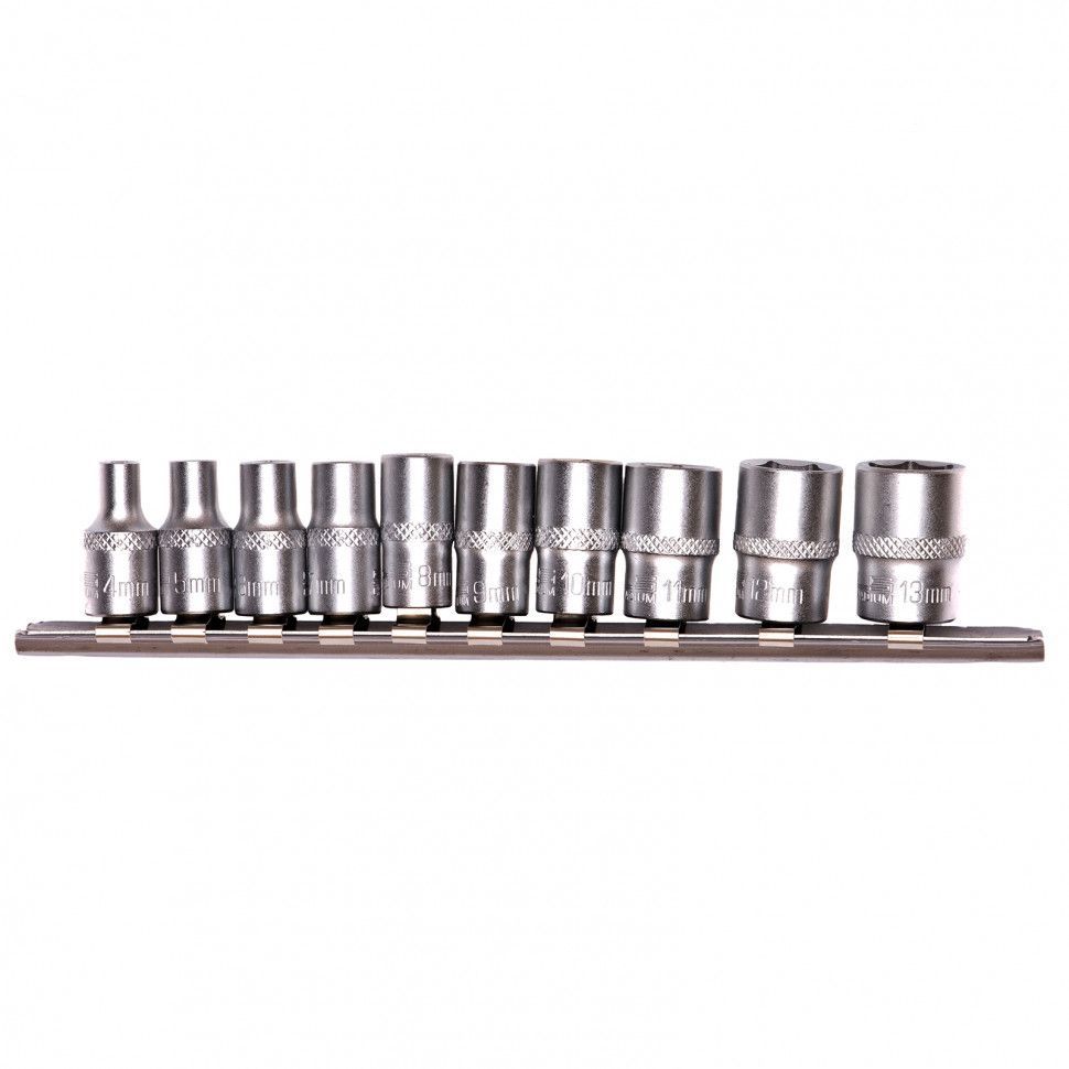 Набор торцевых головок 1/4", 6-ти гр., CrV, 10шт., 4-13мм  Stels 13602