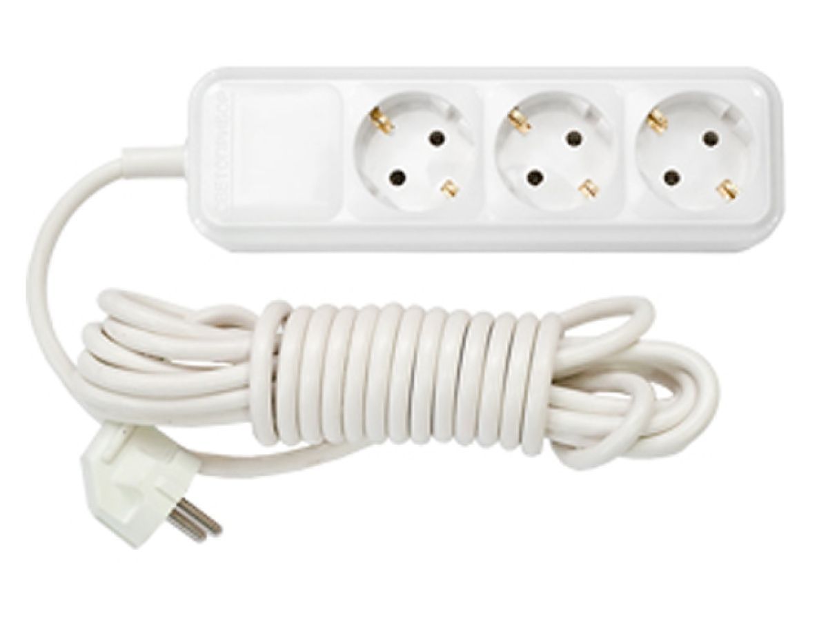 Удлинитель бытовой 5м (3 роз., 3.7кВт, с/з, ПВС 3x1.5) BYLECTRICA (Макс. мощность - 3700 Вт, ток - 16А) BYLECTRICA У16-3215м