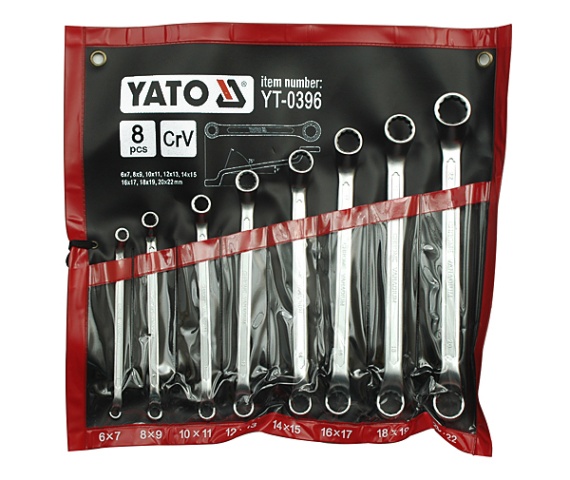 Ключи накидные изогнутые 6-22mm (набор 8шт) CrV  YATO YT-0396