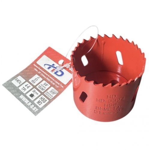 Коронка биметаллическая по металлу и дереву 51мм., L38мм., 5/8"-18UNF, HSS M3 H-D HD-3324