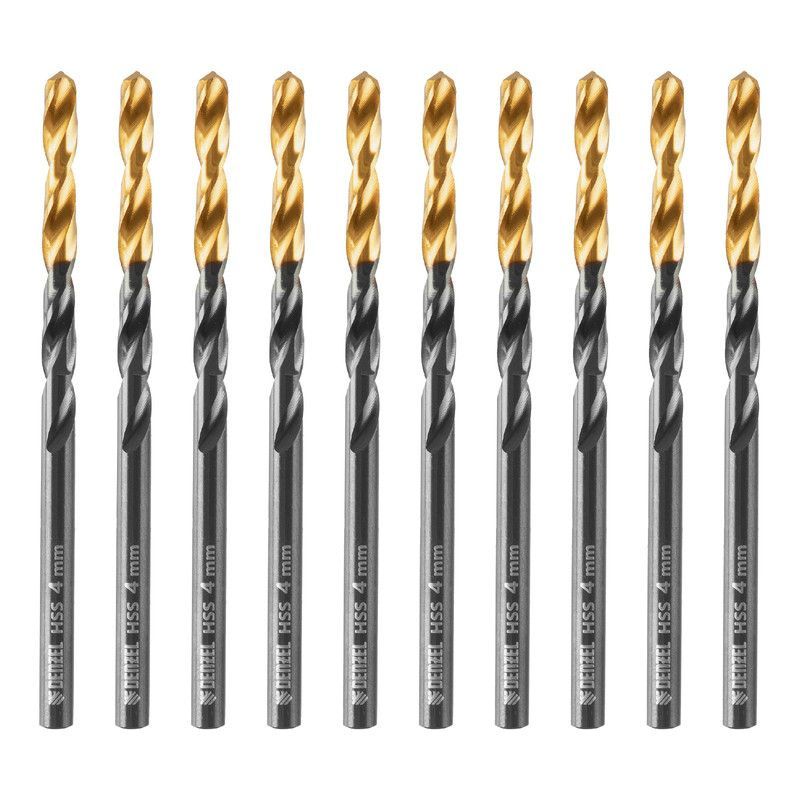 Сверло по металлу, 4 мм, HSS-Tin, Golden Tip, 10 шт.  DENZEL 717209