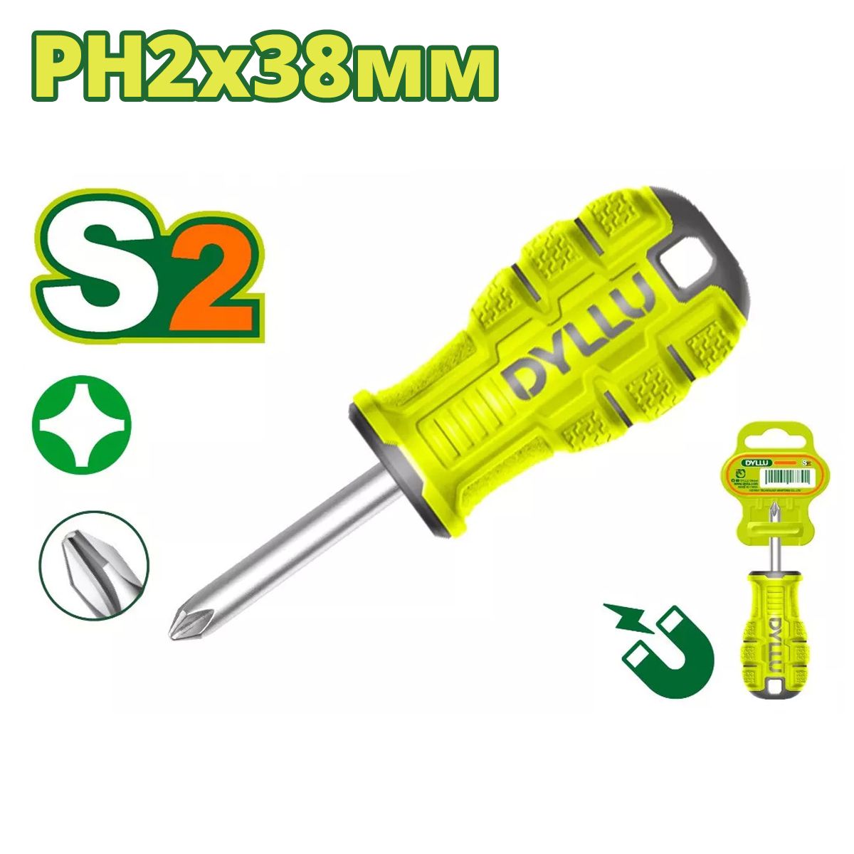Oтвертка крестовая PH2x38мм  DYLLU DTSDB221