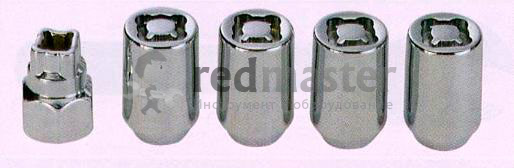 Набор секретных гаек на колесные диски 7/16"RH 5 пр. (конусные) Force 644105