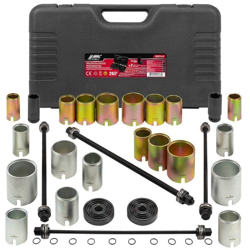 Набор инструментов для замены сайлентблоков, втулок и подшипников 26+2пр. JBC JBC-933T1+2