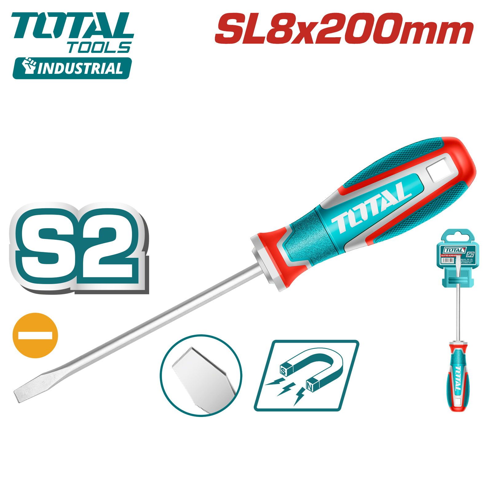 Отвертка SL8х200мм  TOTAL TSDSL8200