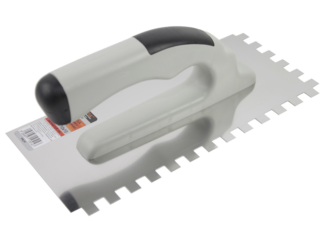 Гладилка из нержавеющей стали,130х270мм, зуб 10х10мм, с двухкомпонентной ручкой, PROFI  ...STARTUL ST1051-21