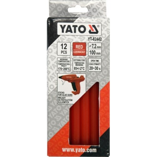 Стержни для термопистолета 7.2х100mm красные (12шт)  YATO YT-82442