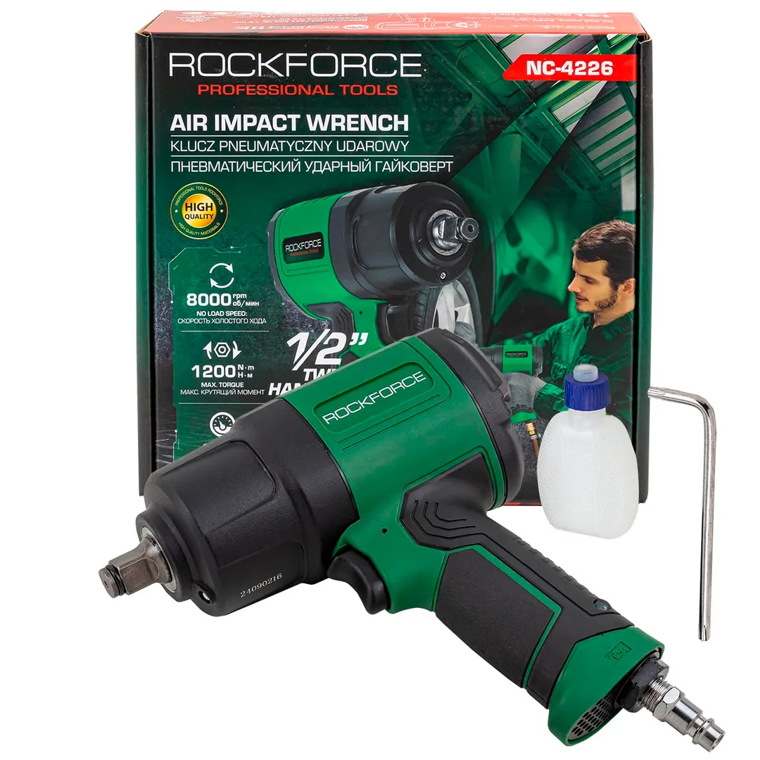 Гайковерт пневматический ударный 1/2'',1200Нм, 8000 об.мин, Rock FORCE RF-NC-4226