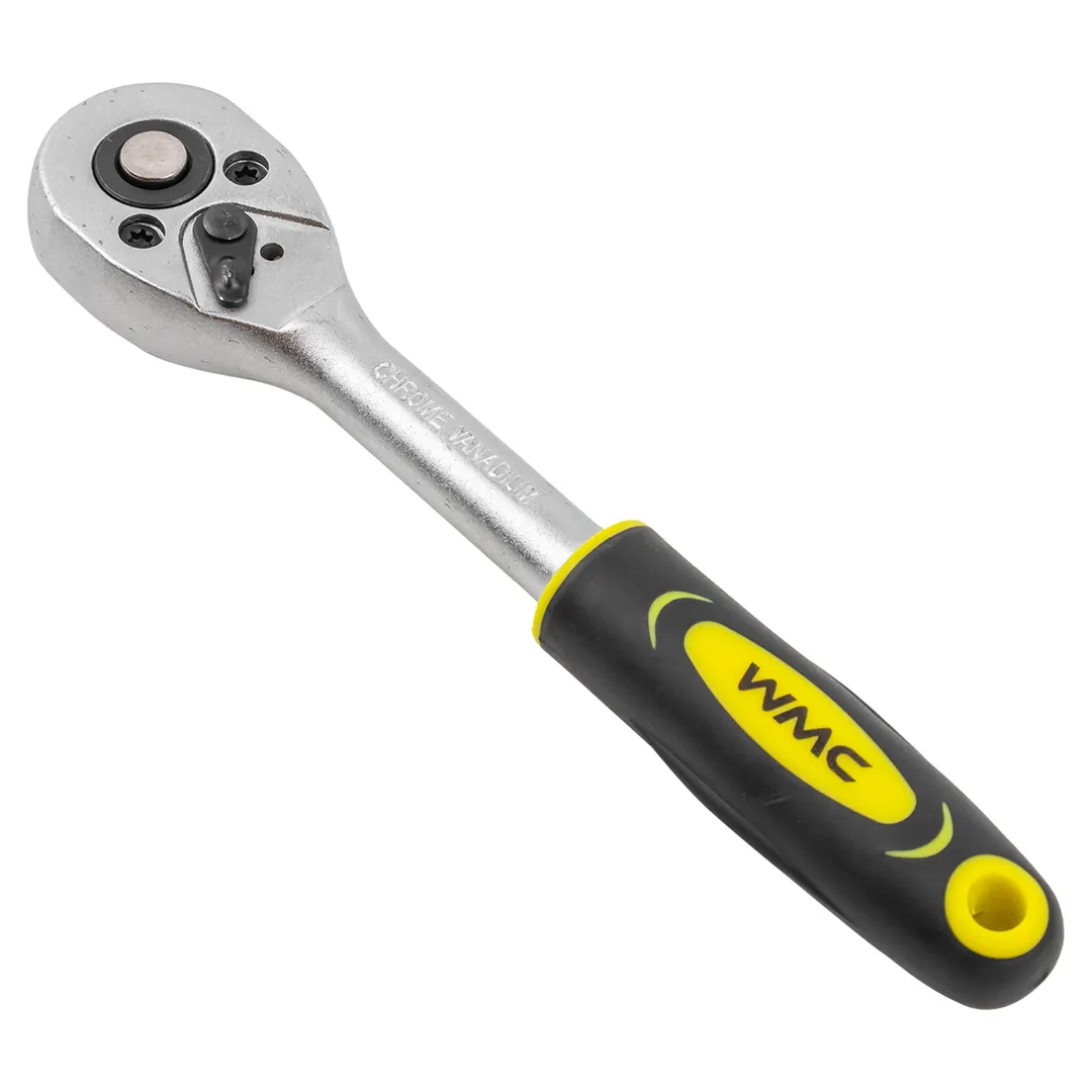 Трещотка реверсивная с резиновой ручкой 1/4''(L-155мм, 24зуб) WMC TOOLS WMC-80222