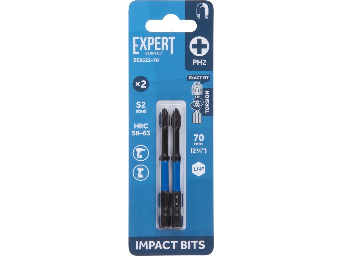 Насадка ударная PH2 70мм 2шт EXPERT (SE9522-70) (торсионная бита Impact) STARTUL SE9522-70