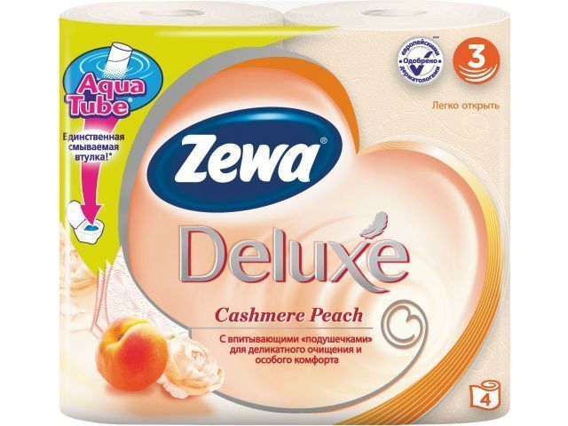 Бумага туалетная 3-х слойная Deluxe Peach 4 рул.  ZEWA 201121111