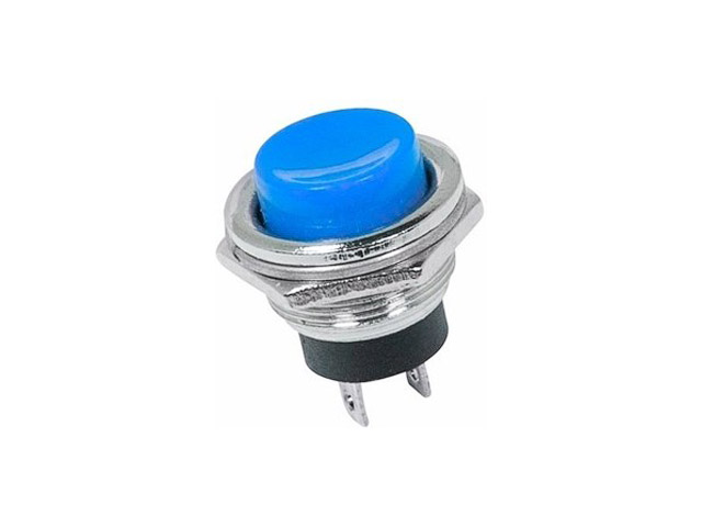 Выключатель-кнопка металл 250V 2А (2с) (ON)-OFF 16.2 синяя  REXANT 36-3352
