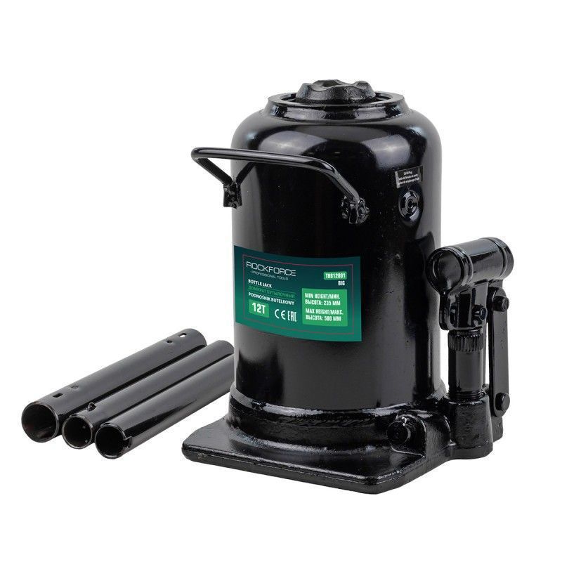 Домкрат бутылочный 12т двухштоковый (h min 275мм, h max 590мм) Rock FORCE RF-TH812001Big