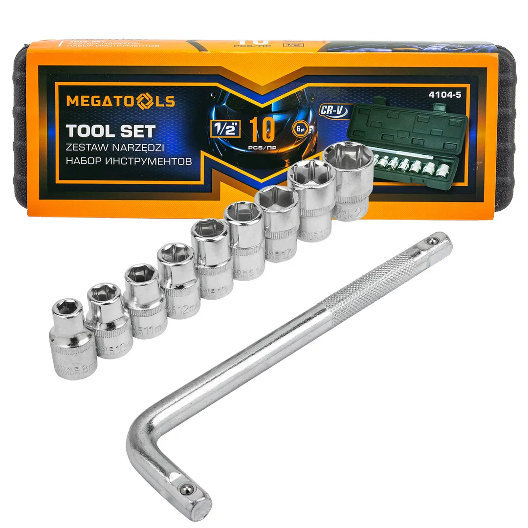 Набор инструментов 10пр, 1/2" ( 6гр.) MEGATOOLS MT-4104-5