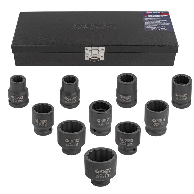 Набор головок ударных 3/4" 10пр. 12гр. (17-46мм) Forsage F-6109-9MPB