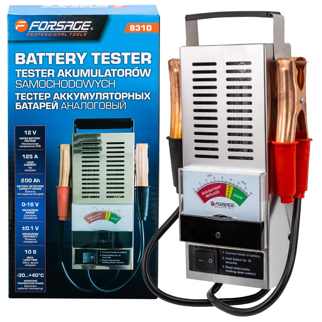 Тестер аккумуляторных батарей аналоговый (6V-12V, 200-1000А) Forsage F-8310