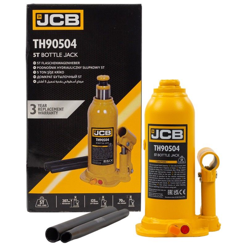 Домкрат бутылочный 5т с клапаном (h min 207мм, h max 402мм)  JCB JCB-TH90504