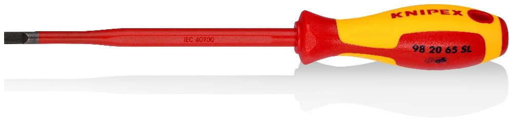 Отвертка SL6.5x1.2 шлицевая Slim VDE 1000V, длина стержня 150 мм, L-262 мм  KNIPEX 982065SL