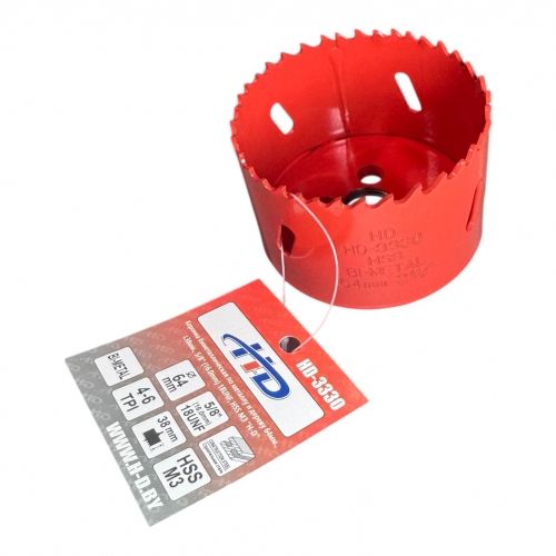 Коронка биметаллическая по металлу и дереву 64мм., L38мм., 5/8"-18UNF, HSS M3 H-D HD-3330