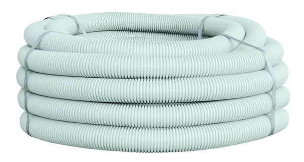 Труба гофр. ПВХ с протяжкой d63 мм (15 м) серая-Plast