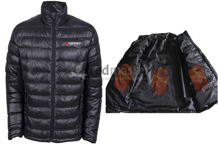 Куртка болоньевая с электроподогревом (р.50-52, черная) Forsage TNF-14(XL)