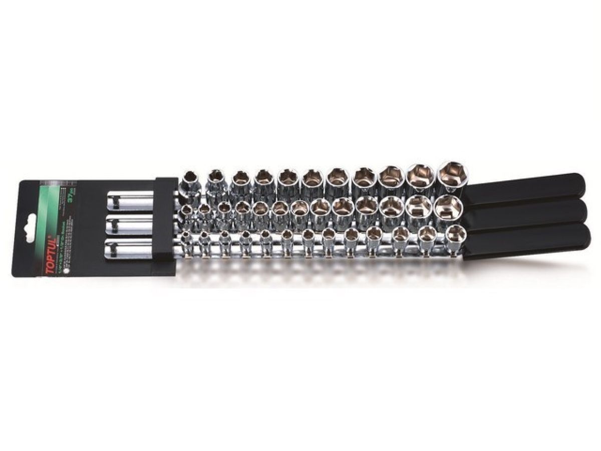 Набор головок 1/4", 3/8", 1/2", 4-22мм 6гр 37пр. на подвесе Toptul GAAQ3702