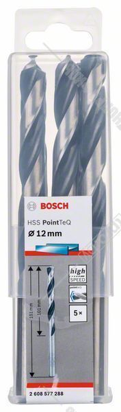 Сверло по металлу HSS PointTeQ 12мм (5 шт), BOSCH 2.608.577.288