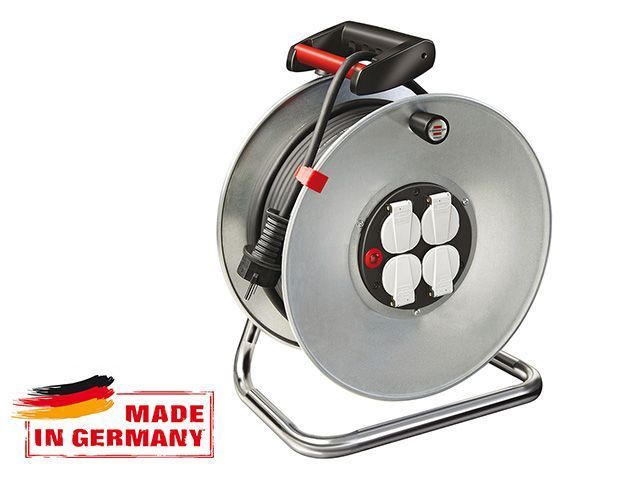 Удлинитель на катушке металлической 50м, 4 розетки, 3.3кВт, 3х1.5mm2, IP20,  ...BRENNENSTUHL 1195066