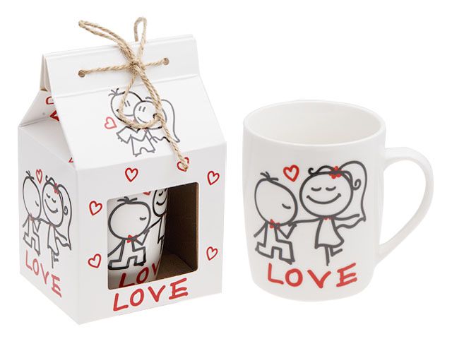 Кружка керамическая, в кор.,350 мл, ВЛЮБЛЕННЫЕ СЕРДЦА (2) PERFECTO LINEA 19-192931