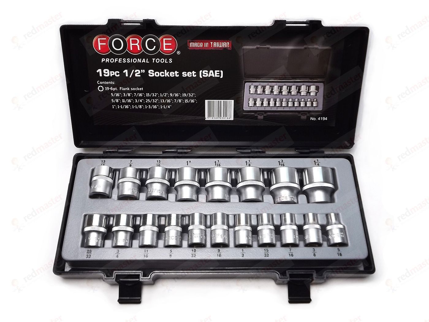 Набор головок 1/2" 15/16"-1-1/4" 19 пр. 6-гран. дюйм. Force 4194