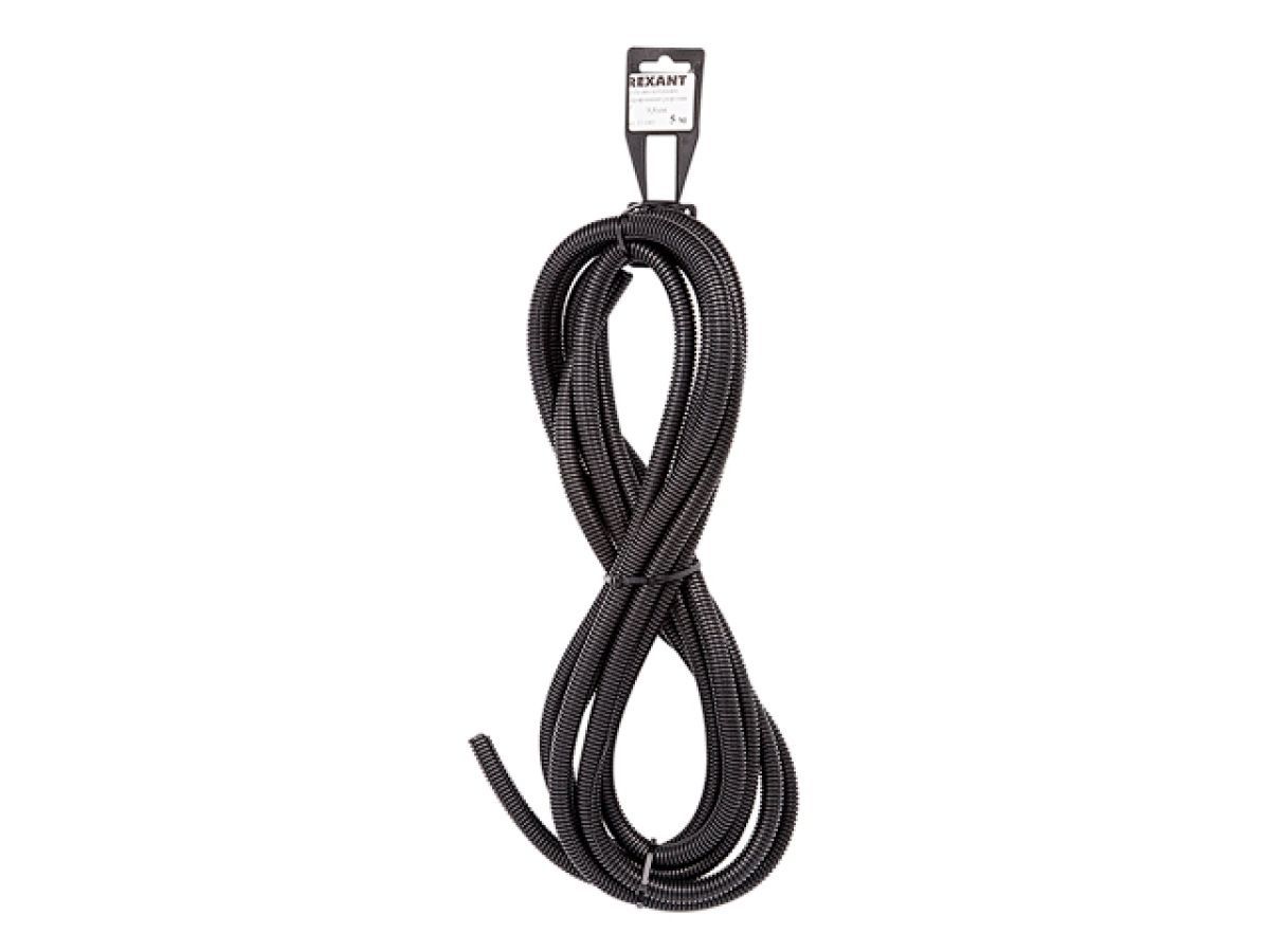 Трубa автомобильная гофрированная ПП d9.8 mm, разрезная, (бухта 5 м/уп.) REXANT 15-1005