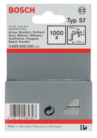 Скобы тип 57 8 мм (1000 шт) BOSCH 2.609.200.230
